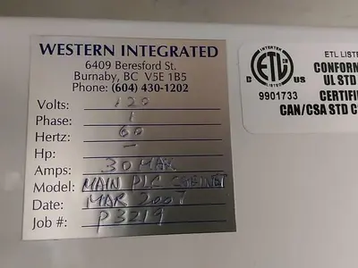 USED 2007 WESTERN INTEGRATED MAIN PLC CABINET