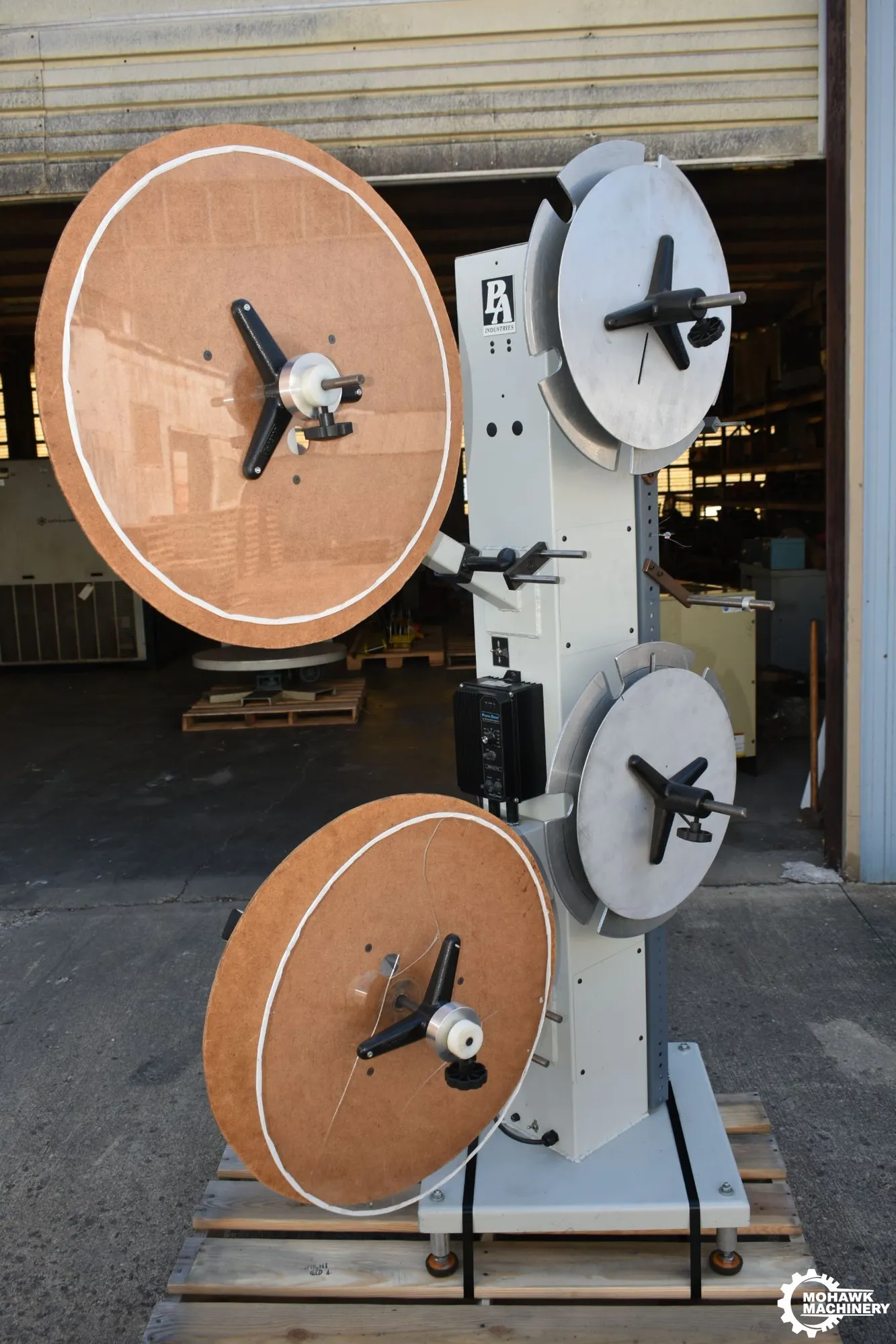 75 LB PA INDUSTRIES "SRWD2-2LC" DUAL REEL REWIND COIL REEL