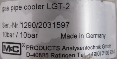 NEW M&C LGT-2 GAS PIPE COOLER LGT2