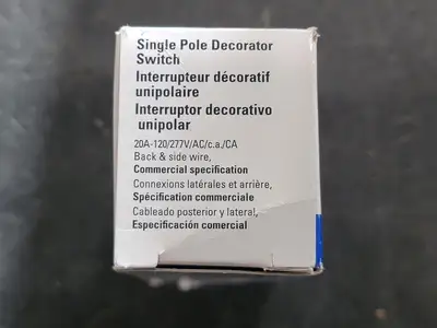 20A 120/277V Single Pole Decorator Switch