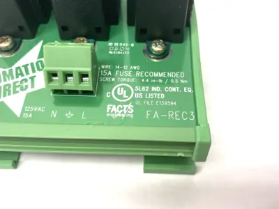 USED AUTOMATIONDIRECT 3-STRAIGHT BLADE RECEPTACLE, 15A, 125 VAC, 1-PHASE