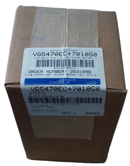 Johnson Controls VG5470JC+7010G0 Valve and Actuator, 1/2" Sweat, NC, 2-Way [New]