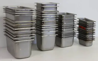 Stainless Steel Commercial Containers For Prep Tables & Fridges. Approx. 45 Pan