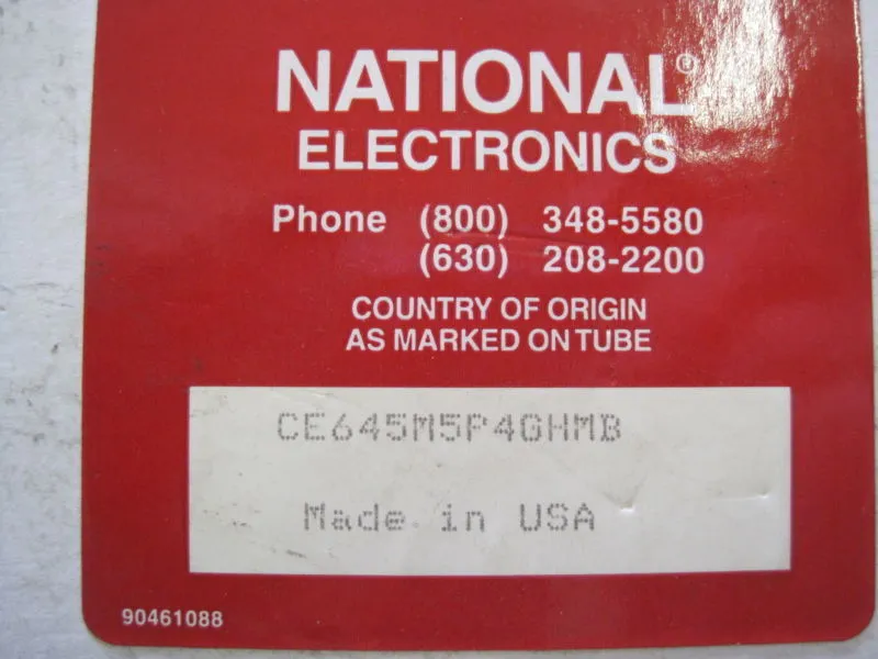 NEW NATIONAL ELECTRONICS CE645M5P4GHMB CRT TUBE