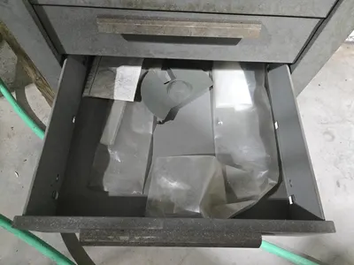 Cabinet and Contents; Black Diamond Grinder, Bench Grinder