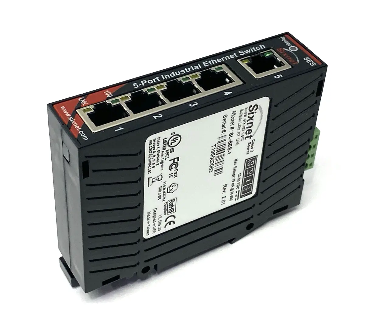 USED HMS NETWORKS SIXNET UNMANAGED 5-PORT INDUSTRIAL ETHERNET SWITCH