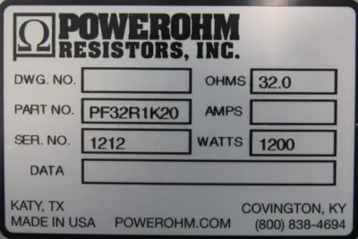 NEW POWEROHM PF32R1K20 BRAKING RESISTOR 1200W 32 OHMS