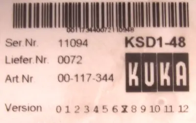 USED KUKA E93DA123I4B531 SERVO DRIVE KSD1-48 00492426