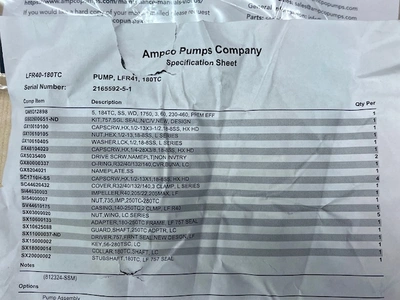 Ampco LF Series Centrifugal Pump LFR40-180TC