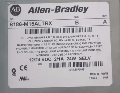 USED ALLEN BRADLEY 6186-M15ALTRX VERSA VIEW SER. B, REV. A, 6186M15ALTRX