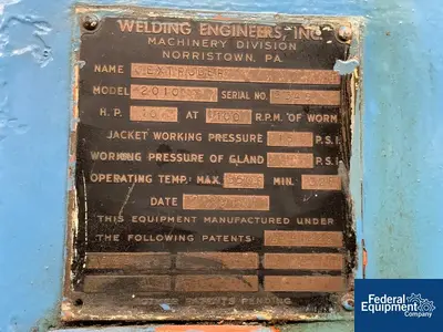 USED Welding Engineers Welding Engineers Pug Mill Extruder, Model 2010