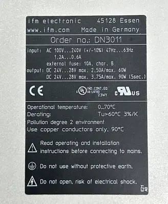 Used EFECTOR IFM DN3011 Miscellaneous Equipment (Electrical & Power) | Surplus Asset Holdings #1202479