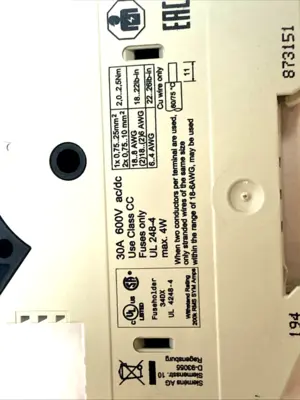 USED SIEMENS FUSE HOLDER 600V