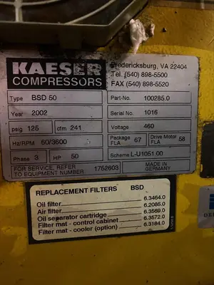 USED 2002 KAESER COMPRESSORS BSD5 50