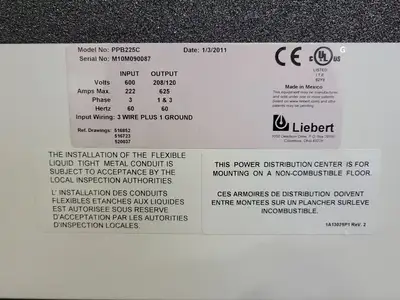 USED 2011 LIEBERT PPB225C