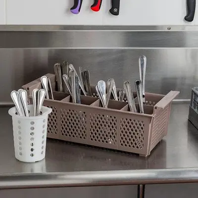 Dishwasher 8 Compartment Half Size Brown Flatware Rack without Handles
