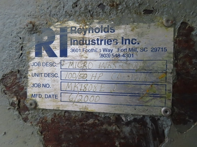 100 hp Reynolds Co-axial High Speed Disperser, 50 hp sweep blade