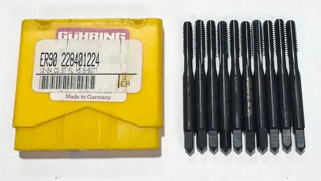 Guhring 12-24 Cobalt Hand Tap 4 Flute H5 Plug Taps 10 Pack