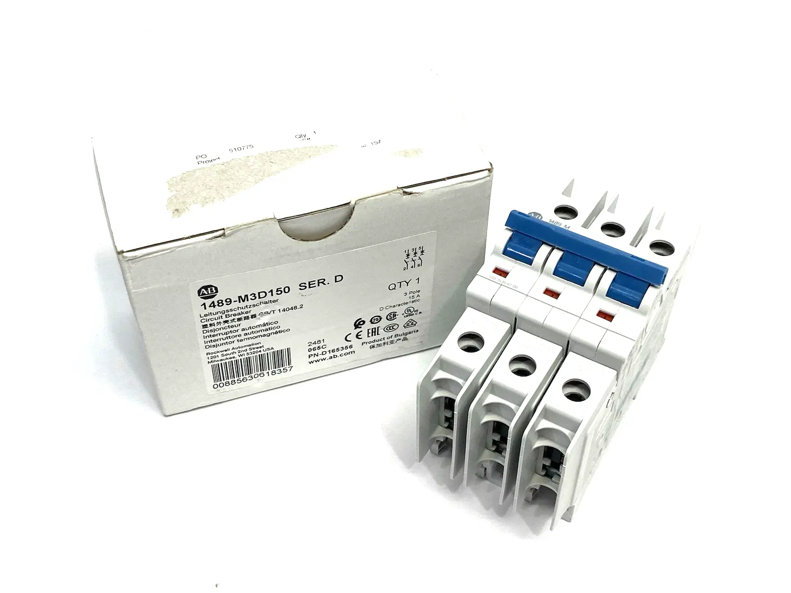 USED ALLEN-BRADLEY SER. D CIRCUIT BREAKER 3-POLE 15A