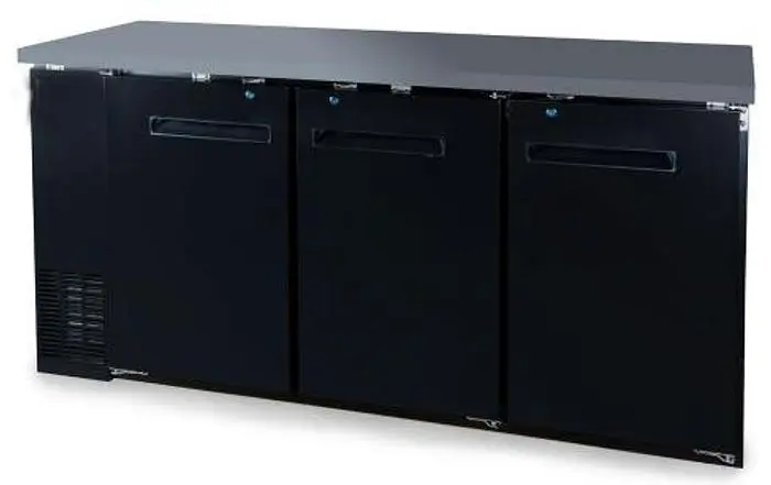72.7" Solid Door Back Bar Refrigerator with Stainless Steel Top and LED Lighting
