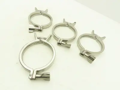 SCC 13MHHMQ-400 Sanitary Squeeze Clamp 4" Pipe With 4.8" Flange Lot of 4