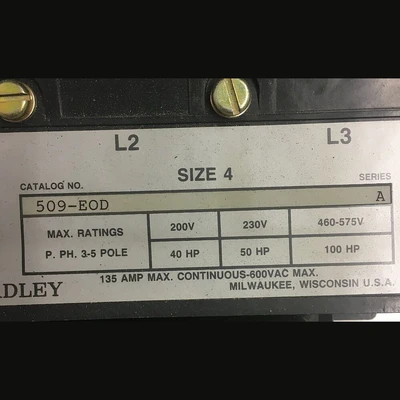 Allen Bradley Size 4 Motor Starter