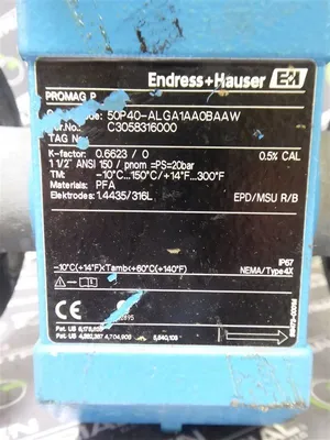 Endress+Hauser 50P40-ALGA1AA0BAAW PROMAG P Flow Meter Used