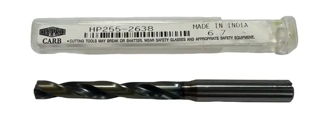 OSG 6.7mm Solid Carbide Drill 5xD TiAlN Coolant Thru 2 Flute H6 140°