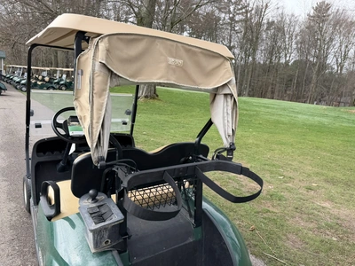 (1) 2015 E-Z-Go golf cart with a Kawasaki gas engine, includes Club canopy and ball washer, fold-dow...