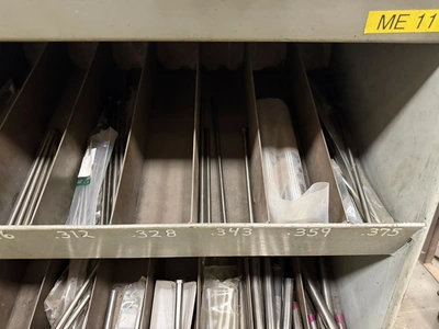 (1) metal rack, 36" wide x 18" deep x 60" tall, with contents of assorted ejector pins.
