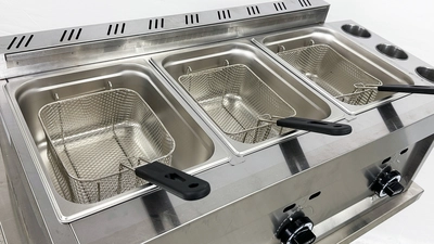 171-0452 10 Gallon 3 Bank Countertop Natural Gas Deep Fryer