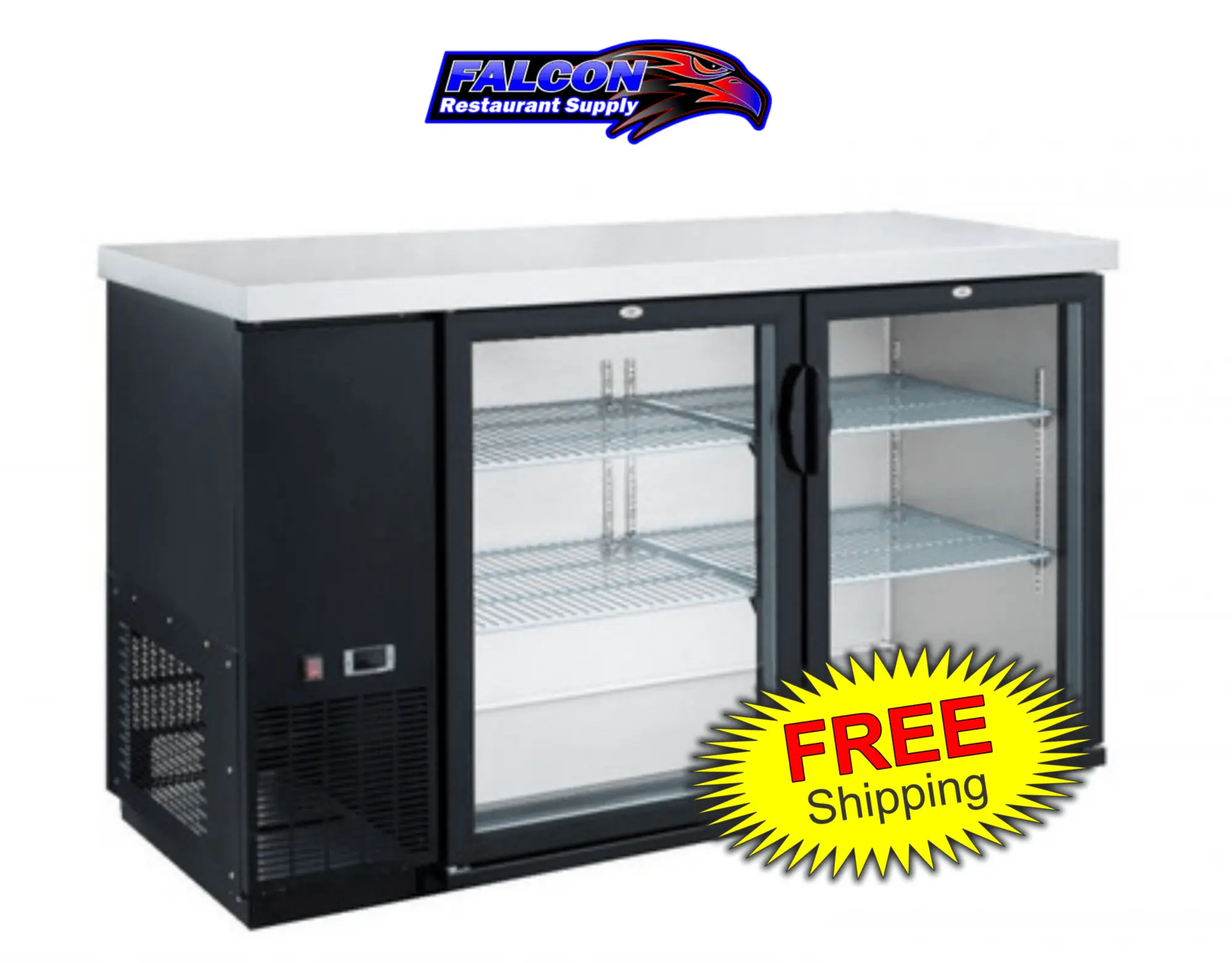 New | in-Stock Dukers New Dukers DBB60-H2 2 Door Bar and Beverage Cooler (Hinge Doors) Bottle Coolers Illinois US | Falcon Restaurant Supply #1376320