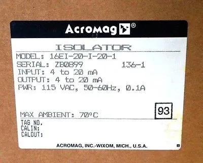 NEW ACROMAG 16EI-20-I-20-1 ISOLATOR 16EI20I201