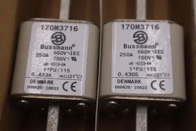 BUSSMANN 170M3716, High Speed Fuse, 250AMP (BOX OF 2) FREE SHIPPING NEW #G489A