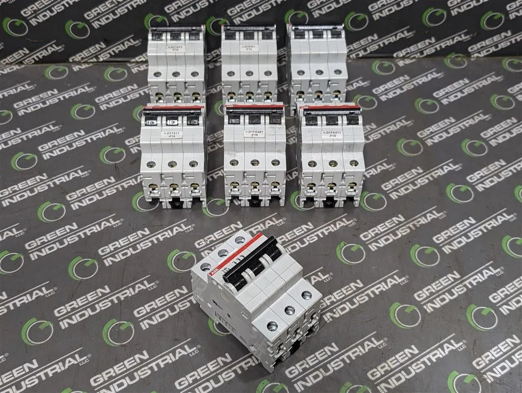 Lot of 7 ABB S203-K6 Three Pole Circuit Breakers 6A 400VAC Used