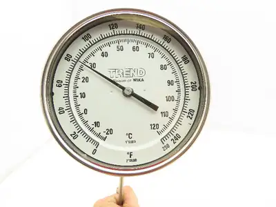 WIKA Temp Gauge 0-120 F 2 Degree Subd 5" Dial 1/2" NPT 6" Probe Stainless