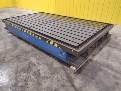 129" X 72" X 14" HIGH T-SLOTTED LAYOUT TABLE / BOLSTER PLATE: STOCK #22373
