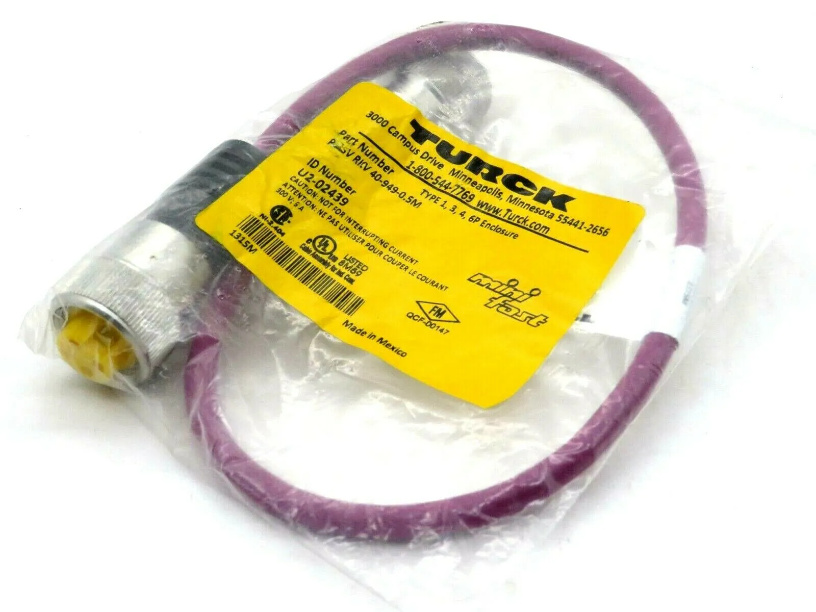 NEW TURCK P-RSV RKV 40-949-0.5M MOLDED CORDSET U2-02439 PRSVRKV4094905M