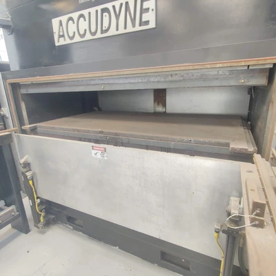 200 Ton, Accudyne, 36" x 72" hydraulic vacuum press, 750° heated plattens