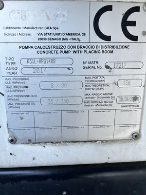 Used 2014 CIFA K31L-HPG1408 Concrete Pumps Colorado US | Concrete Pump Depot #1394037