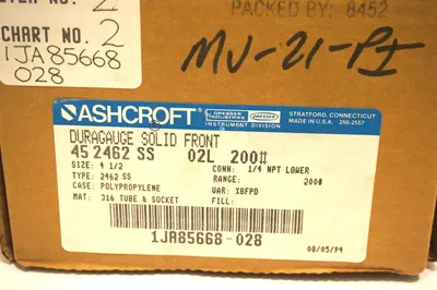 NEW ASHCROFT 45-2462-SS-04L-200 DURAGAUGE 452462SS04L200
