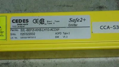 Cedes S2L-BEF2I-KH8-LH10-ACD6F Safe2+ Light Curtain Emitter 45" Used