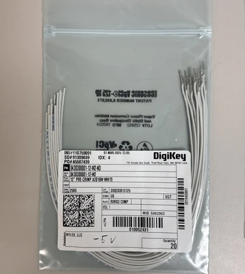 DigiKey 12 inch Pre-Crimp A2016 Lot Of 96 Pre-Crimp Leads Red White Green Black