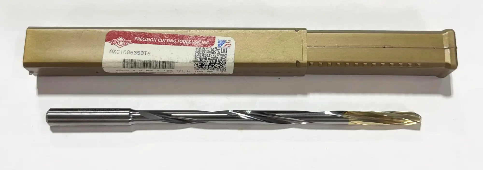 PCT 1/4" Solid Carbide Drill 16xD Coolant Thru Z-Power Coated 2 Flute 135 Deg
