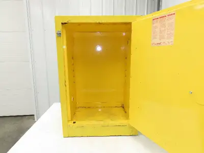 Flammable Safety Cabinet 12 Gal Yellow Manual Close No Shelf
