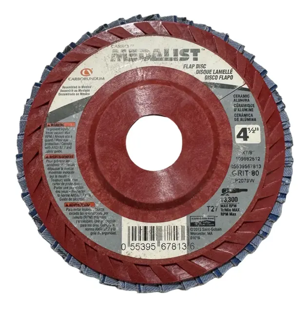 CARBO MEDALIST 4-1/2" x 7/8" Flap Disc T27 80 Grit Ceramic Alumina 10 Pack