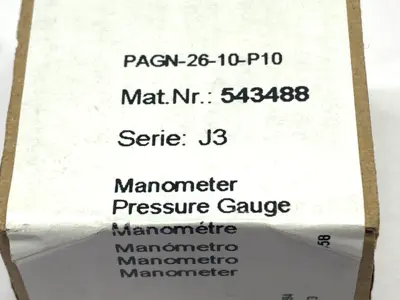 New | in-Stock Festo Pressure Gauge, 0-145PSI, 0-10bar, 543488 Lab Manometers Michigan US | Maverick Industrial Sales #1395169