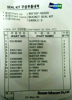 NEW DOOSAN 401107-00320 SEAL KIT 2440-9441KT 40110700320