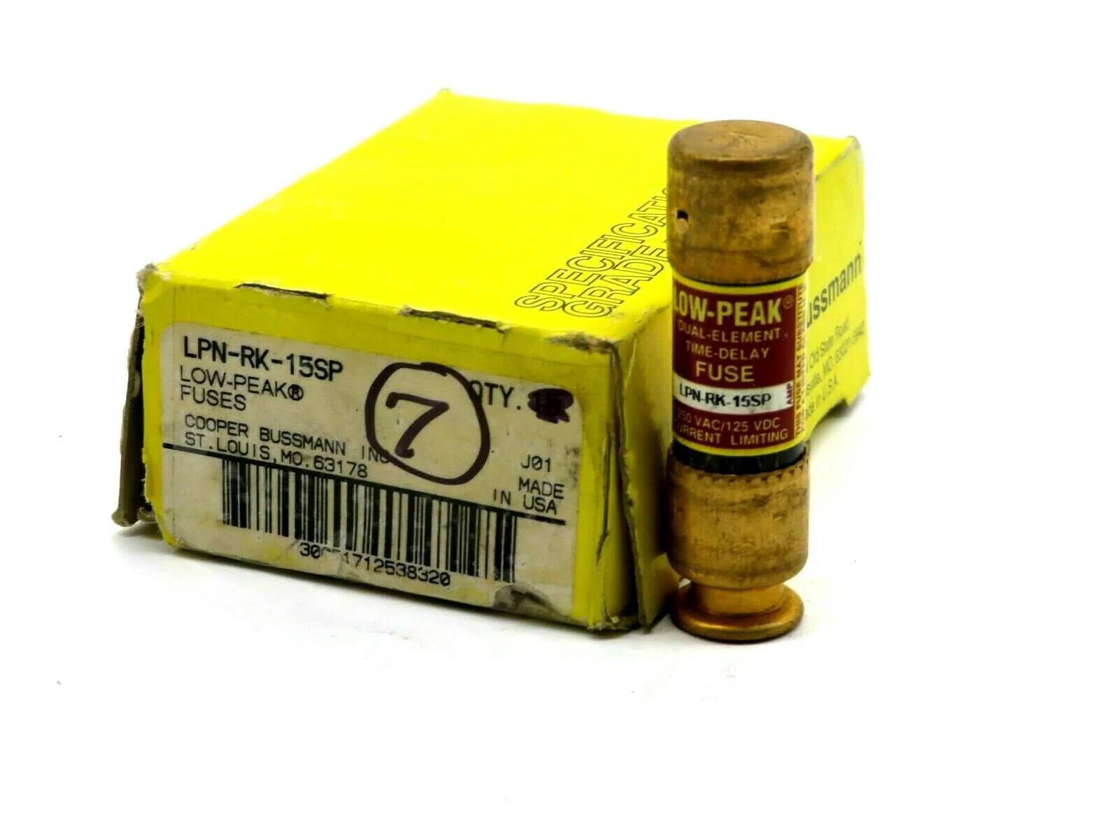 NEW LOT OF 7 BUSSMANN LPN-RK-15SP FUSES LPNRK15SP