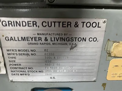 USED 1986 Gallmeyer & Livingston 62, NEW 1986, POWER TABLE & POWER WORKHEAD
